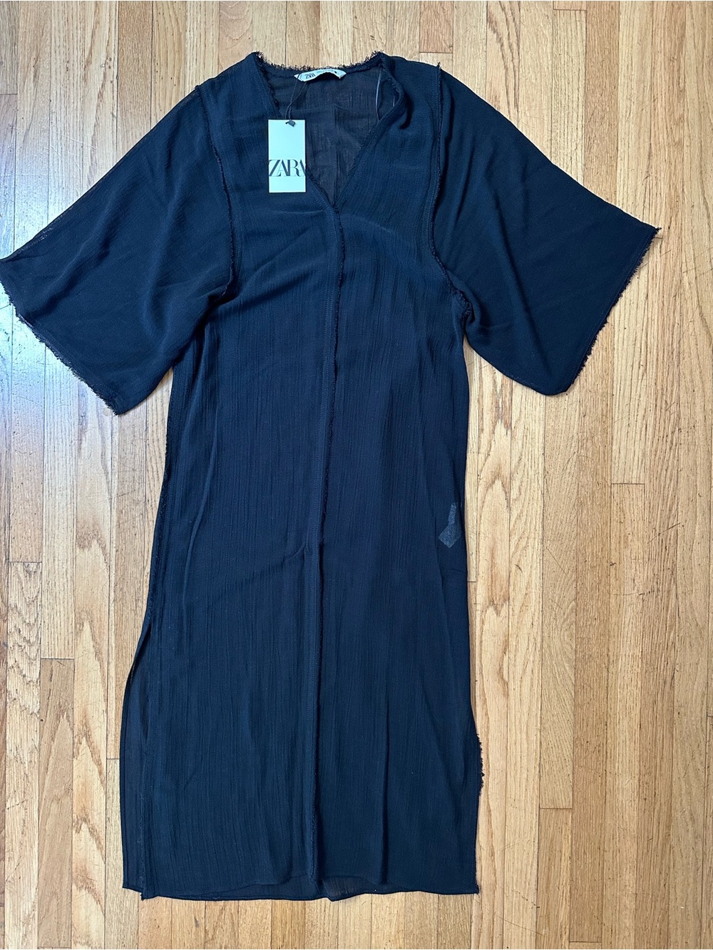 Zara Black maxi Dress with Kimono Sleeves , a bit see through… new with tags
